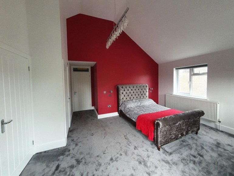 Bold red bedroom